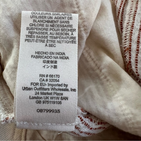 FREE PEOPLE Rumors Yarn Dye Harem Pants Natural Red Cream High Rise Crop Size 2 - Picture 11 of 12